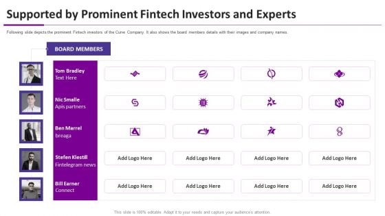 Curve Investor Elevator Pitch Deck Supported By Prominent Fintech Investors And Experts Ppt Diagrams PDF