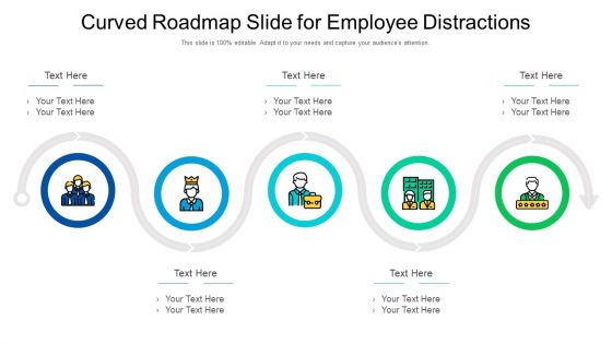 Curved Roadmap Slide For Employee Distractions Ppt PowerPoint Presentation Gallery Themes PDF