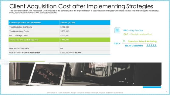 Customer Acquiring Price For Retaining New Clients Client Acquisition Cost After Implementing Strategies Demonstration PDF