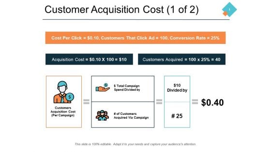 Customer Acquisition Cost 1 Of 2 Ppt PowerPoint Presentation Infographics Outline