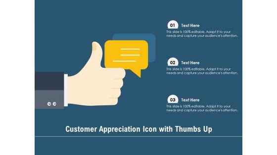 Customer Appreciation Icon With Thumbs Up Ppt PowerPoint Presentation File Elements PDF