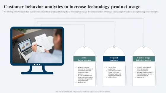 Customer Behavior Analytics To Increase Technology Product Usage Ppt Inspiration Backgrounds PDF Customer Behavior Analytics To Increase Technology Product Usage Ppt Inspiration Backgrounds PDF