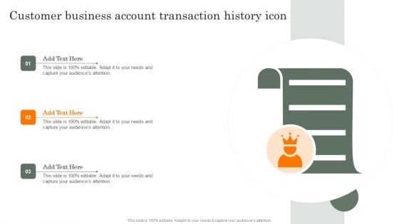 Customer Business Account Transaction History Icon Template PDF