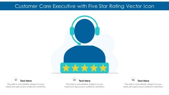 Customer Care Executive With Five Star Rating Vector Icon Ppt PowerPoint Presentation File Skills PDF