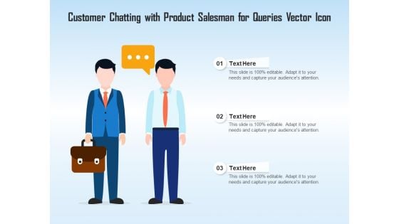 Customer Chatting With Product Salesman For Queries Vector Icon Ppt PowerPoint Presentation Infographic Template Brochure PDF