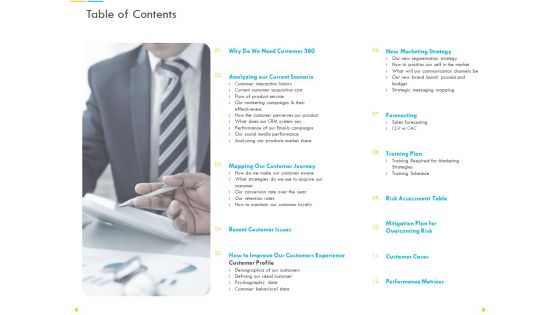 Customer Churn Prediction And Prevention Table Of Contents Ppt Visual Aids Example File PDF