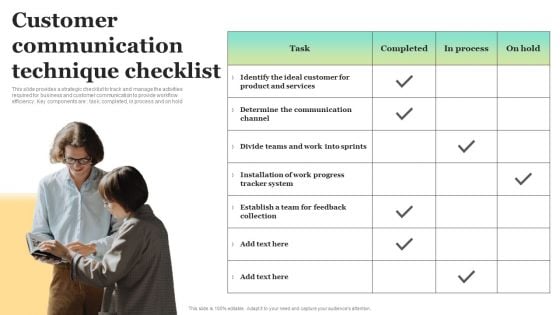 Customer Communication Technique Checklist Designs PDF Customer Communication Technique Checklist Designs PDF
