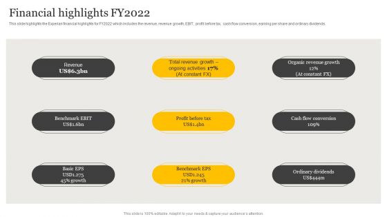 Customer Credit Reporting Company Outline Financial Highlights Fy2022 Formats PDF