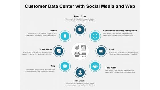 Customer Data Center With Social Media And Web Ppt PowerPoint Presentation Summary Design Ideas PDF