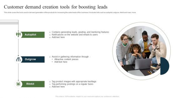 Customer Demand Creation Tools For Boosting Leads Ppt Styles Graphics Tutorials PDF