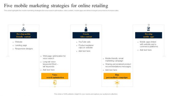 Customer Engagement Methods For Online Platforms Five Mobile Marketing Strategies Guidelines PDF