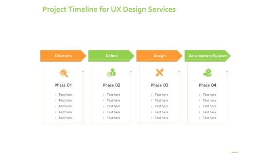 Customer Experience Interface Project Timeline For UX Design Services Ppt PowerPoint Presentation Show PDF