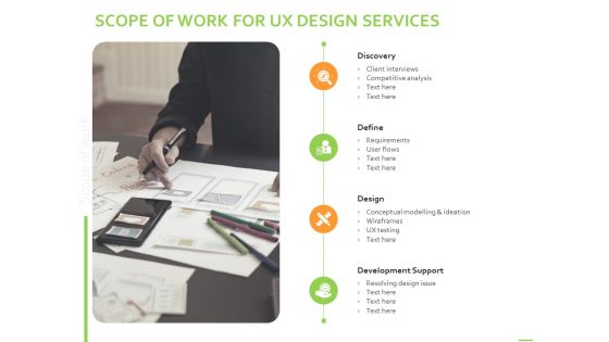Customer Experience Interface Scope Of Work For UX Design Services Ppt PowerPoint Presentation Gallery Inspiration PDF