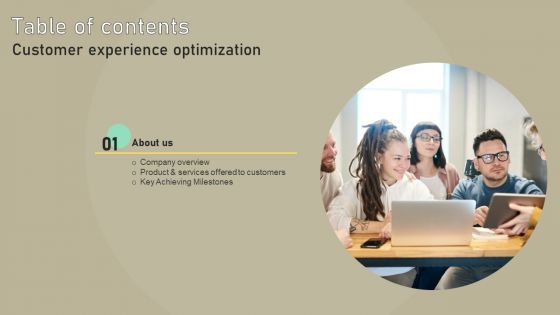 Customer Experience Optimization Table Of Contents Graphics PDF Customer Experience Optimization Table Of Contents Graphics PDF
