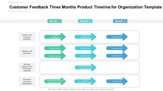 Customer Feedback Three Months Product Timeline For Organization Template Graphics