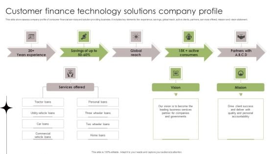 Customer Finance Technology Solutions Company Profile Structure PDF