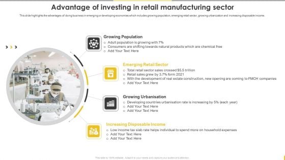 Customer Goods Production Advantage Of Investing In Retail Manufacturing Sector Structure PDF