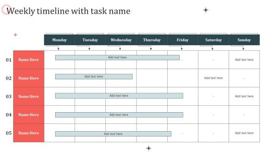 Customer In Store Purchase Experience Weekly Timeline With Task Name Themes PDF