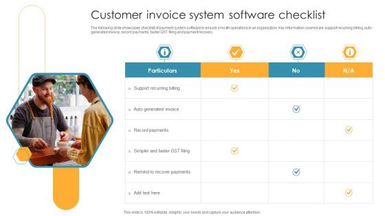 Customer Invoice System Software Checklist Infographics PDF