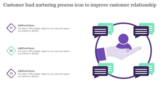 Customer Lead Nurturing Process Icon To Improve Customer Relationship Pictures PDF