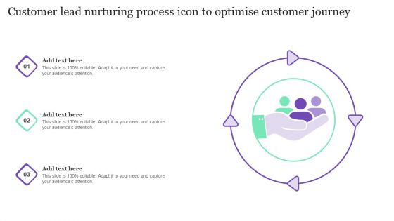 Customer Lead Nurturing Process Icon To Optimise Customer Journey Download PDF