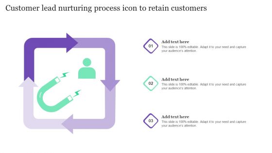 Customer Lead Nurturing Process Icon To Retain Customers Ppt Summary Deck PDF