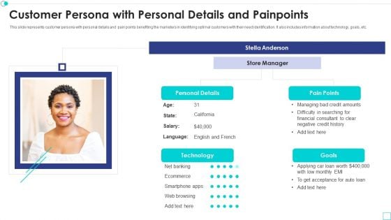 Customer Persona With Personal Details And Painpoints Pictures PDF