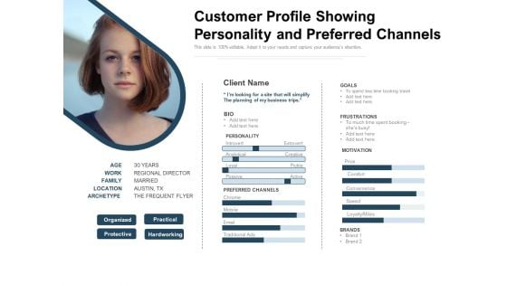Customer Profile Showing Personality And Preferred Channels Ppt PowerPoint Presentation Gallery Background Images PDF Customer Profile Showing Personality And Preferred Channels Ppt PowerPoint Presentation Gallery Background Images PDF