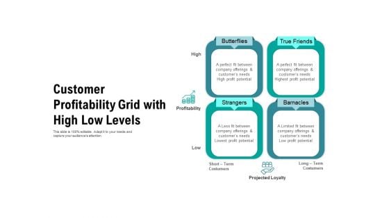 Customer Profitability Grid With High Low Levels Ppt PowerPoint Presentation File Professional PDF