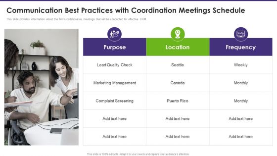 Customer Relationship Management Communication Best Practices With Coordination Brochure PDF