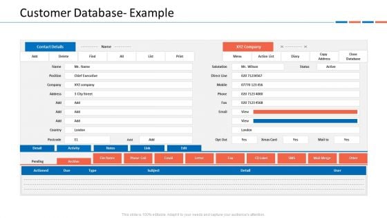 Customer Relationship Management Dashboard Customer Database- Example Themes PDF