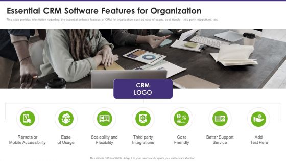 Customer Relationship Management Essential CRM Software Features For Organization Designs PDF