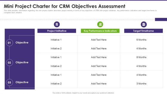 Customer Relationship Management Mini Project Charter For CRM Objectives Assessment Inspiration PDF