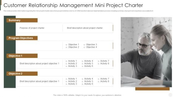 Customer Relationship Management Mini Project Charter Strategies To Improve Customer Themes PDF