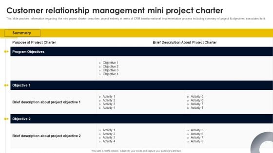 Customer Relationship Management Mini Project Charter Summary PDF