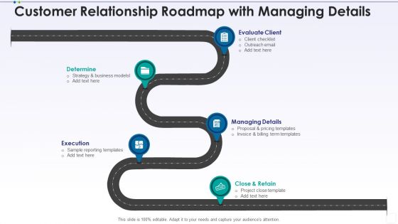 Customer Relationship Roadmap With Managing Details Professional PDF