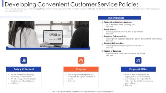 Customer Relationship Strategy For Building Loyalty Developing Convenient Customer Service Policies Guidelines PDF