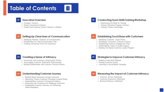 Customer Relationship Strategy For Building Loyalty Table Of Contents Summary PDF