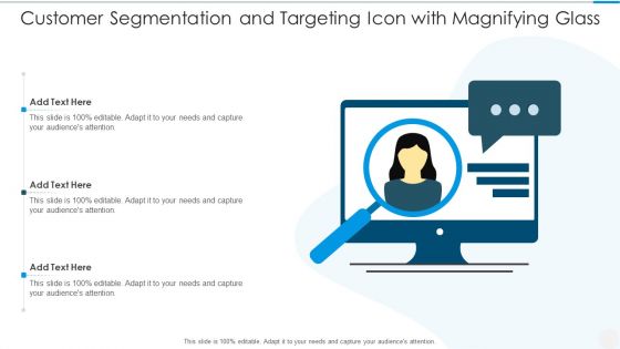 Customer Segmentation And Targeting Icon With Magnifying Glass Introduction PDF