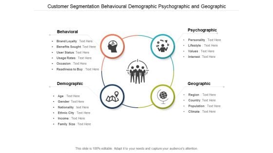 Customer Segmentation Behavioural Demographic Psychographic And Geographic Ppt Powerpoint Presentation File Format Ideas