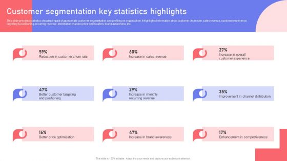 Customer Segmentation Key Statistics Highlights Ppt PowerPoint Presentation File Example PDF