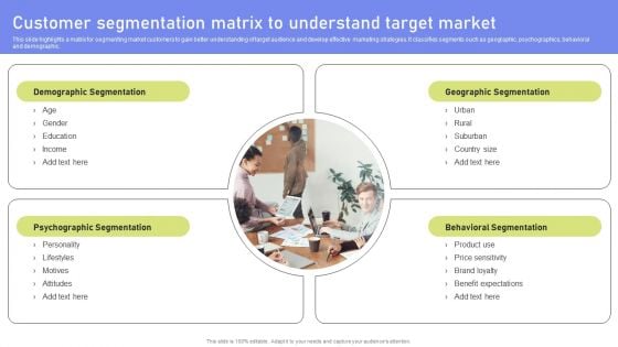 Customer Segmentation Matrix To Understand Target Market Template PDF