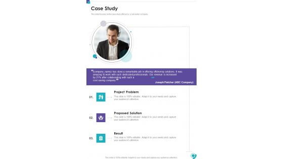 Customer Service Center Proposal Case Study One Pager Sample Example Document