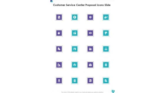 Customer Service Center Proposal Icons Slide One Pager Sample Example Document