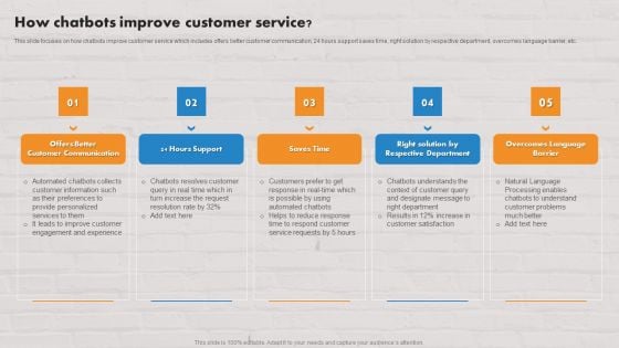 Customer Service Plan To Improve Sales How Chatbots Improve Customer Service Brochure PDF