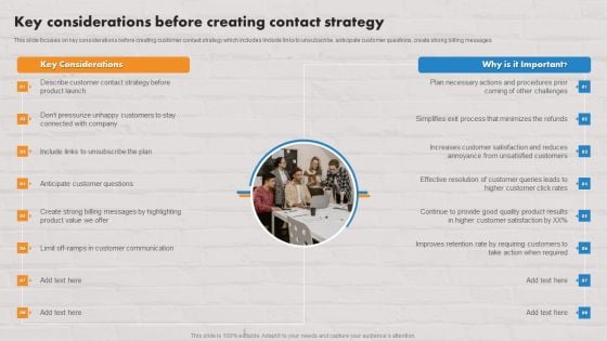 Customer Service Plan To Improve Sales Key Considerations Before Creating Contact Strategy Guidelines PDF Customer Service Plan To Improve Sales Key Considerations Before Creating Contact Strategy Guidelines PDF