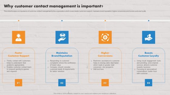Customer Service Plan To Improve Sales Why Customer Contact Management Is Important Clipart PDF Customer Service Plan To Improve Sales Why Customer Contact Management Is Important Clipart PDF