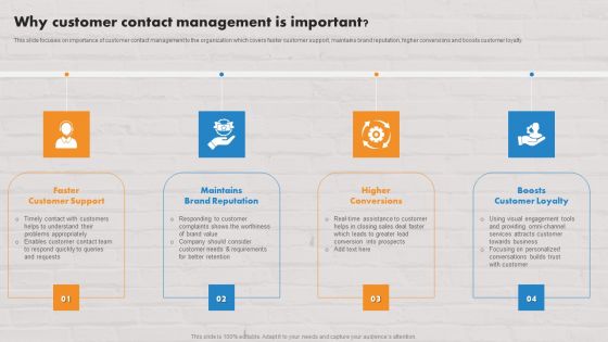 Customer Service Plan To Improve Sales Why Customer Contact Management Is Important Clipart PDF