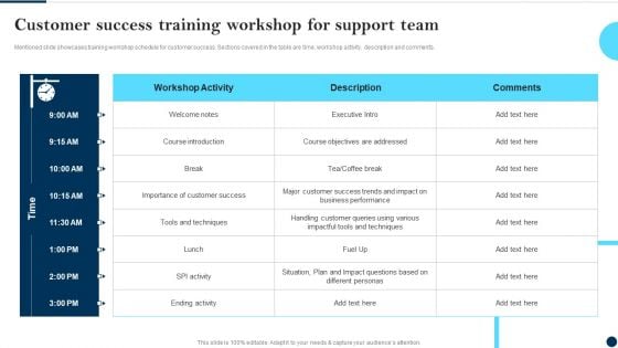 Customer Success Training Workshop For Support Team Client Success Best Practices Guide Brochure PDF