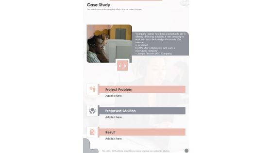 Customer Support Centre Proposal Case Study One Pager Sample Example Document